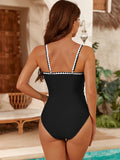 Emoswims - Women's One Piece Swimsuit, Ruched Tummy Control Full Coverage, Color Block Shell Stitch Modest Bathing Suit