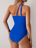 Emoswims - Women's One Piece Swimsuits Tummy Control Mesh Patchwork Bathing Suit One Shoulder Adjustable Straps