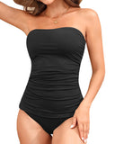 Emoswims - Women's Bandeau Bikini Swimsuits 2 Piece Strapless Tummy Control Bathing Suit