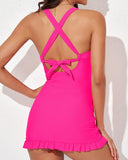 Emoswims - Deep V Cross-Back Ruched One-Piece Swimsuit