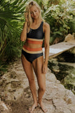 Emoswims - Black Colorblock Cut Back Bikini Set