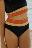 Emoswims - Black Colorblock Cut Back Bikini Set