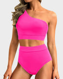 Emoswims - High-Waist One-Shoulder Tummy Control Bikini Set