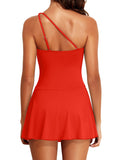 Emoswims - Women One Piece Swim Dress One Shoulder Swimsuit with Skirt