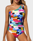 Emoswims - One Shoulder One Piece Swimsuit for Women Tummy Control Bathing Suits