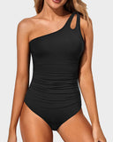 Emoswims - One Shoulder One Piece Swimsuit for Women Tummy Control Bathing Suits