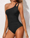 Emoswims - One Shoulder One Piece Swimsuit for Women Tummy Control Bathing Suits