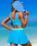 Emoswims - High Waisted Bikini Sets Tummy Control Swim Skirt Two Piece Swim Suit Tummy Control Color Block Bathing Suit