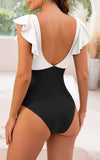 Emoswims - Women's One Piece Swimsuit Ruffle Cutout Bathing Suits Slimming Tummy Control V Neck Wrap Swimwear