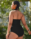 Emoswims-Black U-Neck Halterneck One Piece Swimsuit