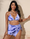 Emoswims-Blue Halterneck Sideways Lace-Up Bikini Set