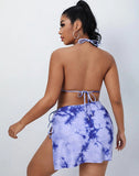 Emoswims-Blue Halterneck Sideways Lace-Up Bikini Set