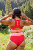 Emoswims - Red Colorblock Cut Back Bikini Set