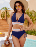 Emoswims - High Waisted Tummy Control Color Block Bikini Sets