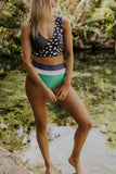 Emoswims - High Waist V-Neck Black Rocky Point Bikini Set