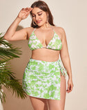 Emoswims-Light Green Halterneck Sideways Lace-Up Bikini Set