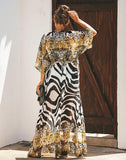 Emoswims - Mid-length chiffon leopard print blouse