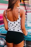 Emoswims - Polka Dot Tie Front Blouson Tankini Set