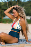 Emoswims - Striped Scoop Neck Sporty Bikini Set