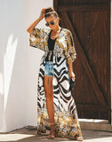 Emoswims - Mid-length chiffon leopard print blouse