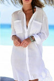 Emoswims - White Pocket Long Sleeve Cover Up