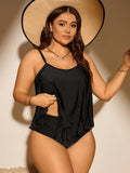 Black Tassel Hem Two-Piece Tankini Set