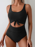 Emoswims - Women's One Piece Swimsuit Tummy Control Slimming Bathing Suit Cutout Tie Knot Swimwear