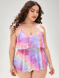 Tie Dye Print Flounce Two-Piece Tankini Set