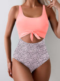 Emoswims - Women's One Piece Swimsuit Tummy Control Slimming Bathing Suit Cutout Tie Knot Swimwear