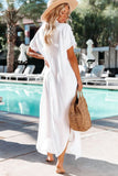 Emoswims - White Solid Color Long Sun-proof Cardigan Cover Up