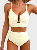 Emoswim - 2026 Summer Two Piece Bikini Set U-Wire Cutout High Waisted Swimsuit-Beige