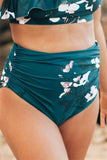 Emoswims - One Shoulder Green Wave Crop Orchid Bikini Set