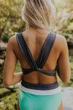 Emoswims - High Waist V-Neck Black Rocky Point Bikini Set