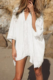 Emoswims - White V-Neck Loose Cover Up