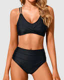 Emoswims - Women High Waisted Bikini Set Two Piece Swimsuits Push up Wrap Swim Suits Top Tummy Control Bathing Suit