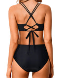 Emoswims - Women High Waisted Bikini Set Two Piece Swimsuits Push up Wrap Swim Suits Top Tummy Control Bathing Suit