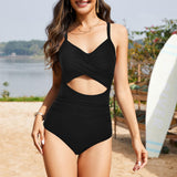 Emoswims - Women's One Piece Swimsuits Tummy Control Cutout High Waisted Bathing Suit Wrap Tie Back