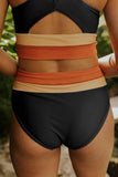 Emoswims - Black Colorblock Cut Back Bikini Set