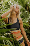 Emoswims - Black Colorblock Cut Back Bikini Set