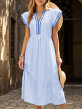 Colorblock Stripe Flutter Sleeve Dress_CWDMD02891