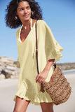 Emoswims - V Neck Solid Color Cover Up