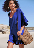 Emoswims - V Neck Solid Color Cover Up