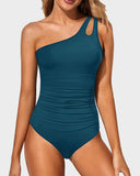 Emoswims - One Shoulder One Piece Swimsuit for Women Tummy Control Bathing Suits