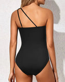 Emoswims - One Shoulder One Piece Swimsuit for Women Tummy Control Bathing Suits